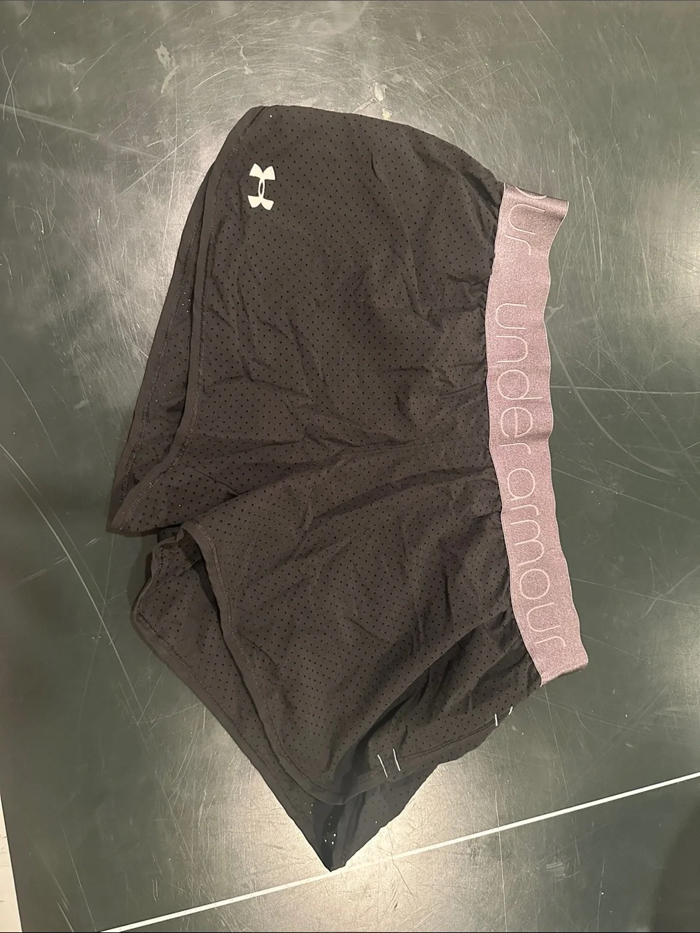 Under Armour Black Athletic Shorts with Gray Waistband